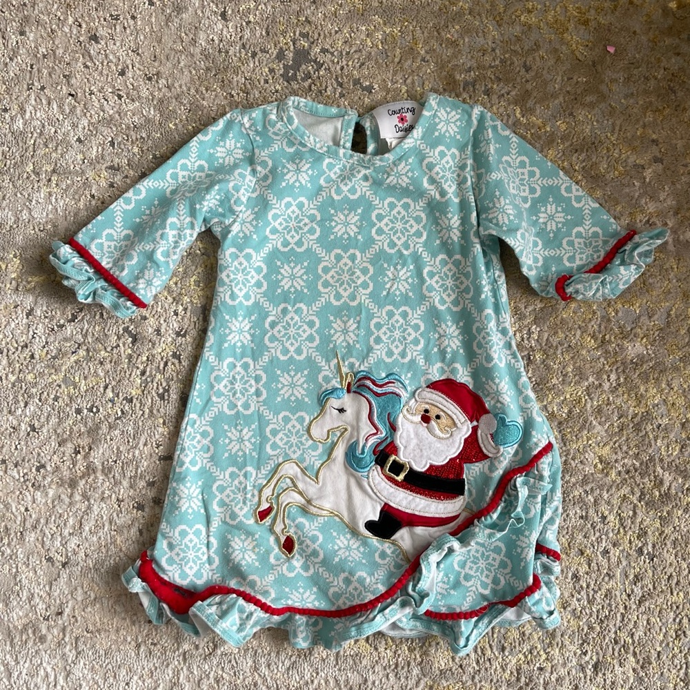3T Santa & unicorn dress